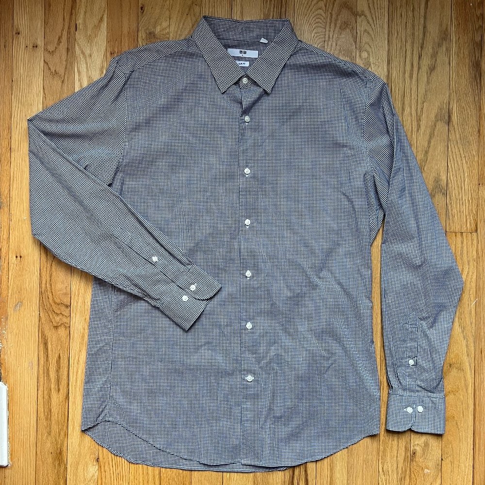 Lightweight Black Checked Men's Casual Dress Button Down